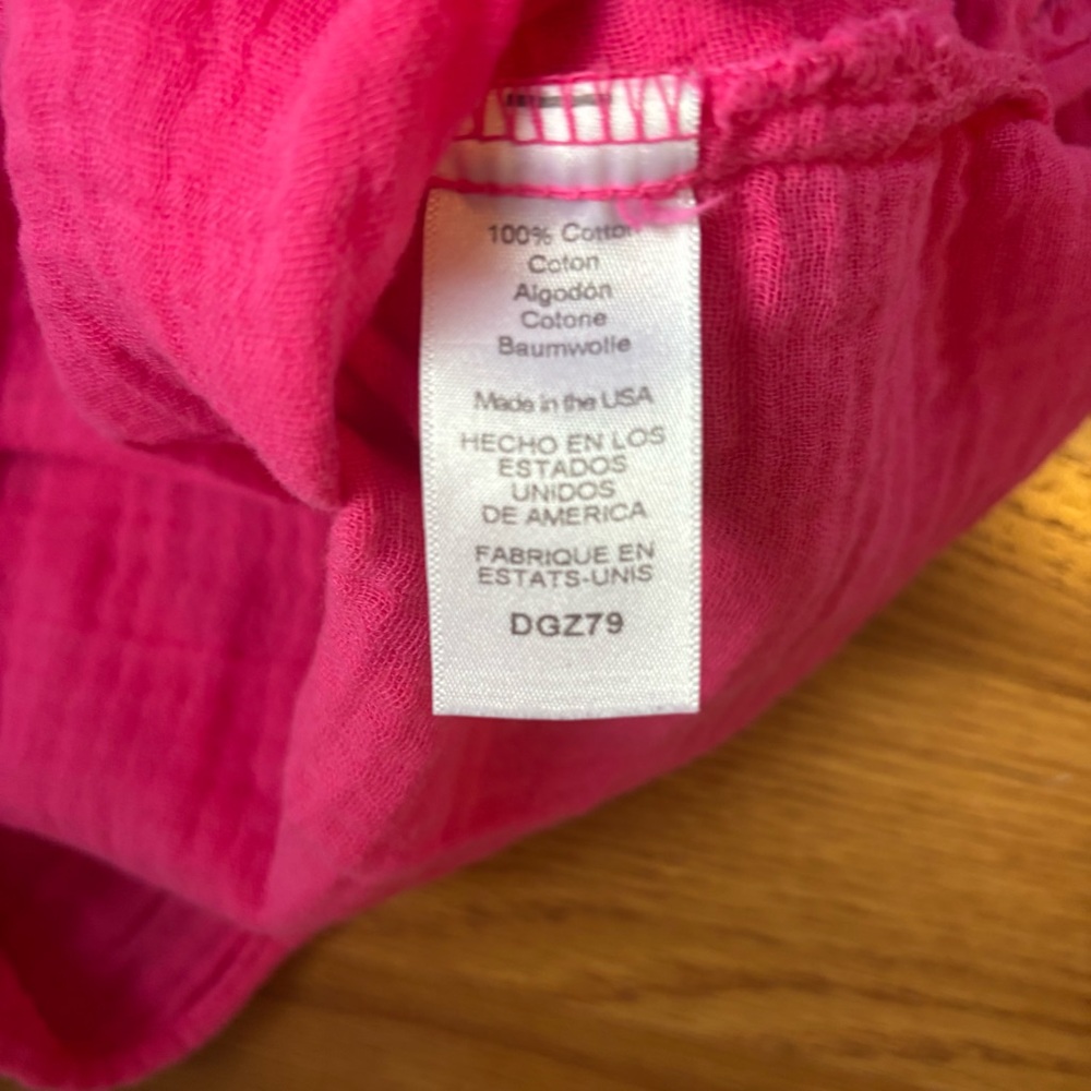 Michael Stars Hot Pink V-Neck Cotton Short Sleeve Shirt Size Small Loose Fit - Picture 8 of 8
